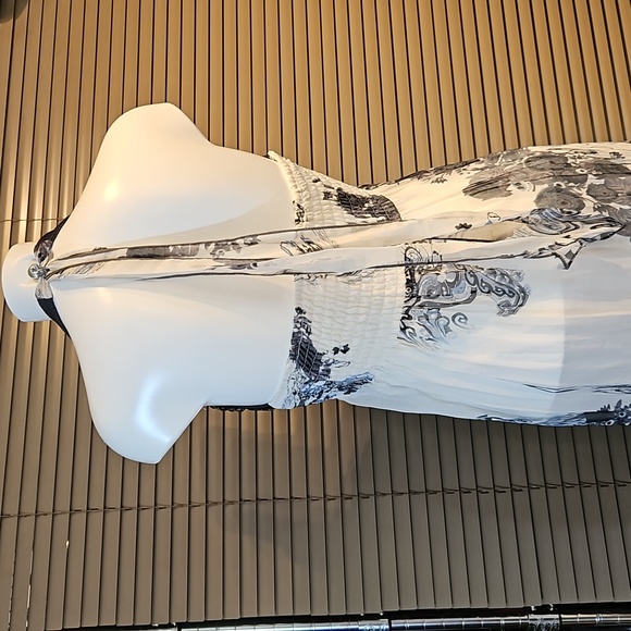 Versace style full-length maxi summer dress gown halterneck elasticated back - Picture 8 of 16